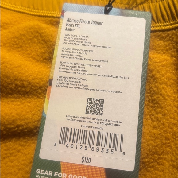 Cotopaxi Men’s XXL Abrazo Fleece Jogger NWT Amber - Picture 3 of 3